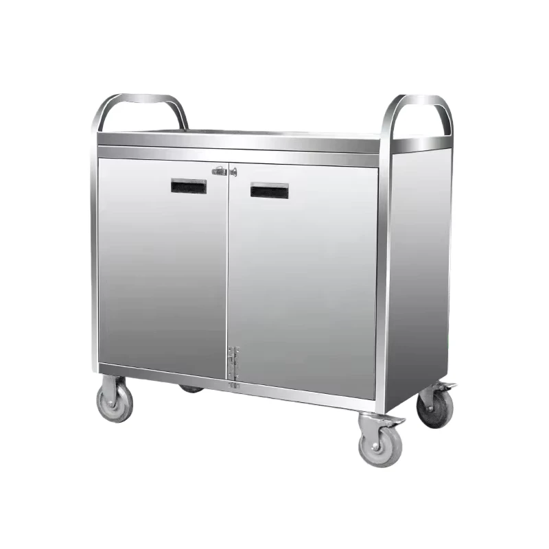 Stainless Steel Service Cart with Door Multi-functional Trolley for Commercial Kitchens in Restaurants and Hotels