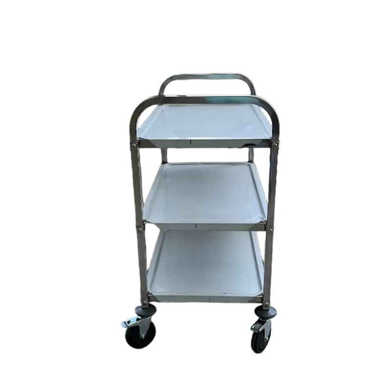 Stainless Steel Serving Cart with Casters Utility Trolley for Catering Food Restaurant Dining Service Hotel Supplies