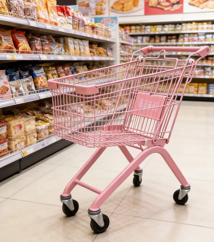Stainless Steel Shopping Trolley Sturdy Durable Grocery Shopping Supermarkets Push Carts