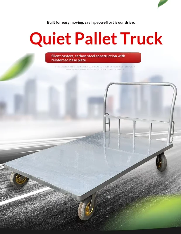 Stainless Steel Silent Folding Mobile Trolley Flatbed Cart Water Hand Trolley for Leisure Fast Food Equipment