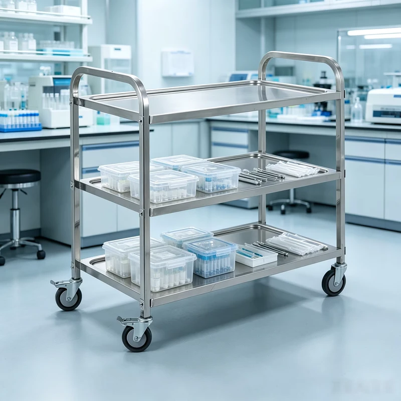 Stainless Steel Silver Blue Service Trolleys for 2 Story Hotels Restaurants Kitchens Hotel Supplies Available