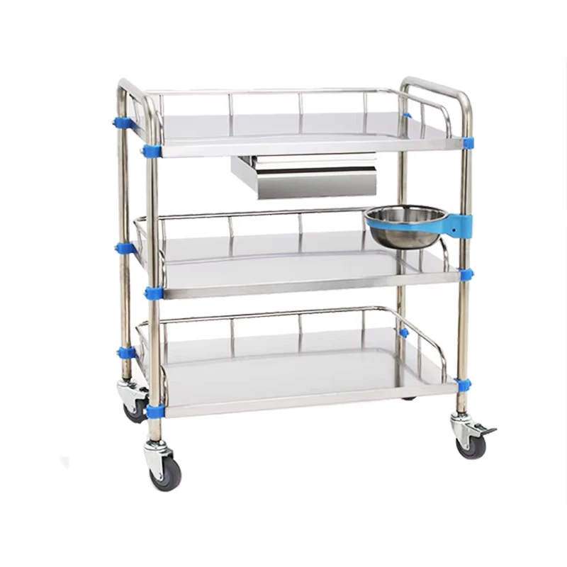 Stainless Steel Sterile Hospital Cart Medical Instrument Trolley for Laboratory Hospitals