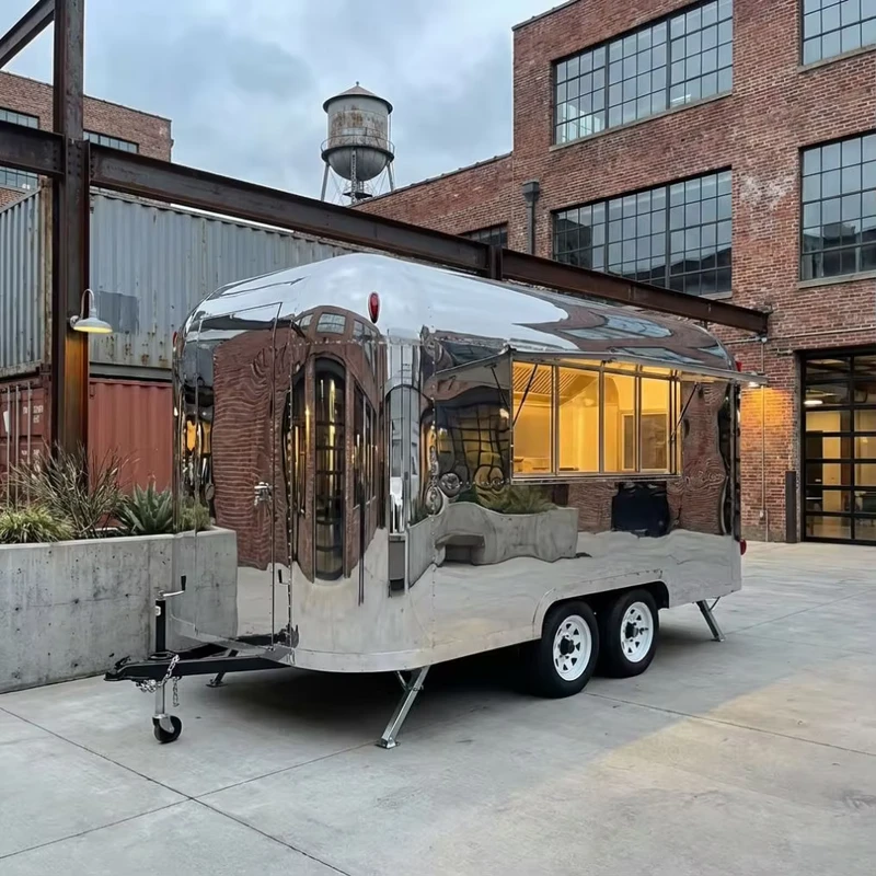 Stainless Steel Style Outdoor Camping Mobile Food Cart Trailer for Restaurant Use