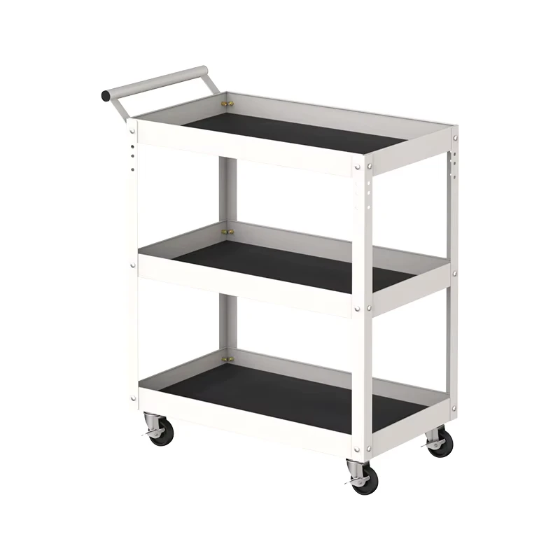 Stainless Steel Three-layer Adjustable Large Capacity Multifunctional Hand Cart Tool Trolley for Hotel Workshop Apartment