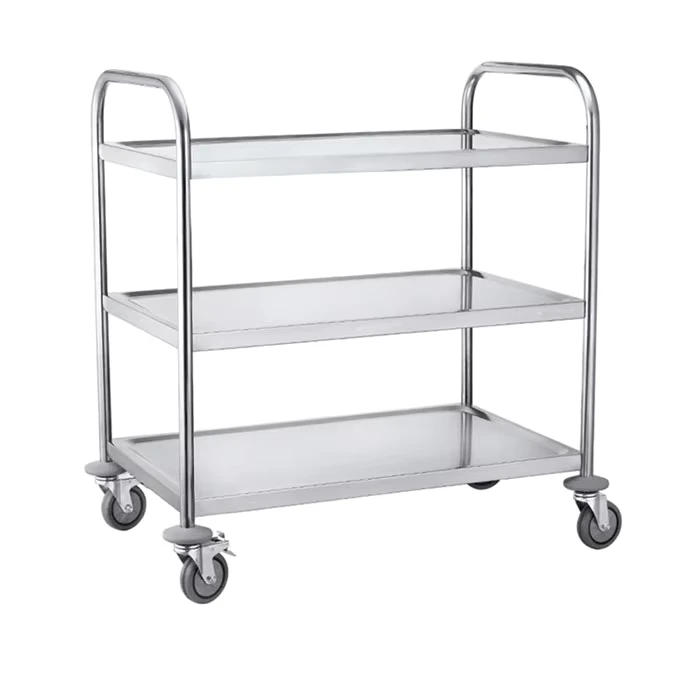 Stainless Steel Trolley Commercial Heavy Duty Mobile Hotel Room Service Multi Functional Cart Suitable for Rail and Air Travel