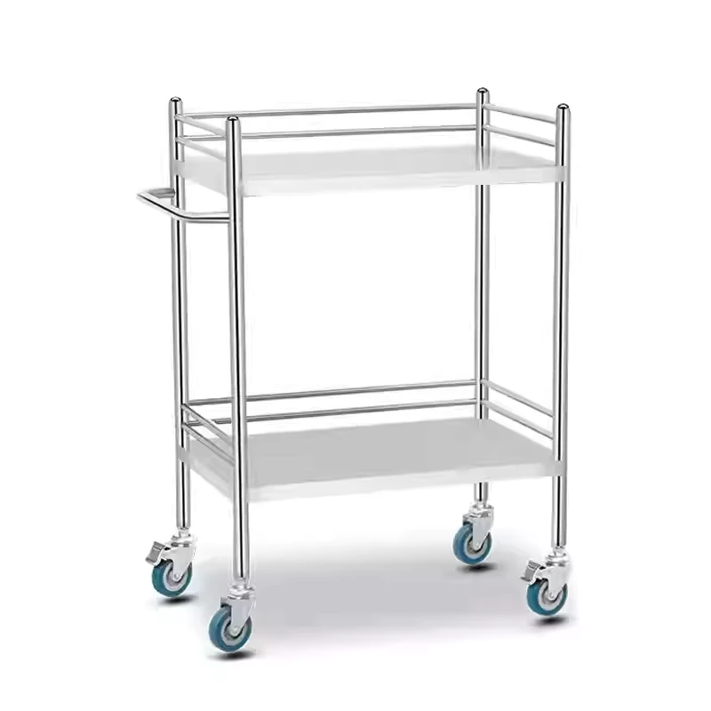 Stainless Steel Trolley Silent Suitable for Hospitals Laboratories and Dentistry Resistant to Corrosion and Acid Base