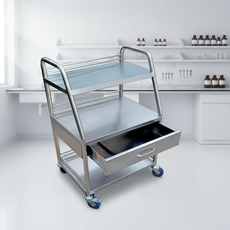 Stainless Steel Trolleys for Hospitals Schools Pharmaceutical Factories Clean Rooms Modern Design Durable Commercial Furniture