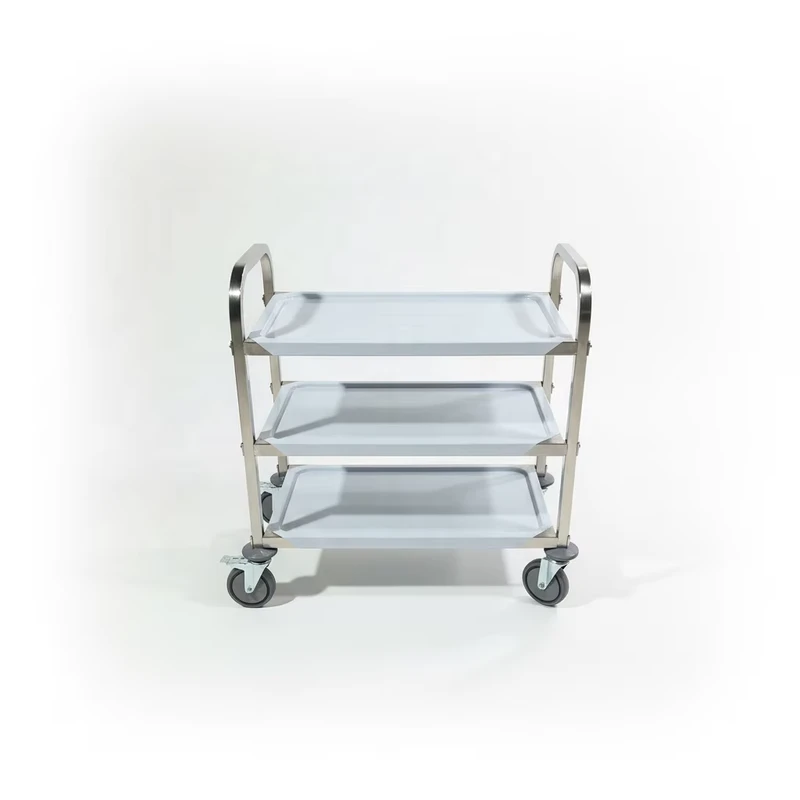 Stainless Steel Utility Cart 201 Manual Castors Two Brake Food Medical Food Service Trolley for Hotels Restaurants