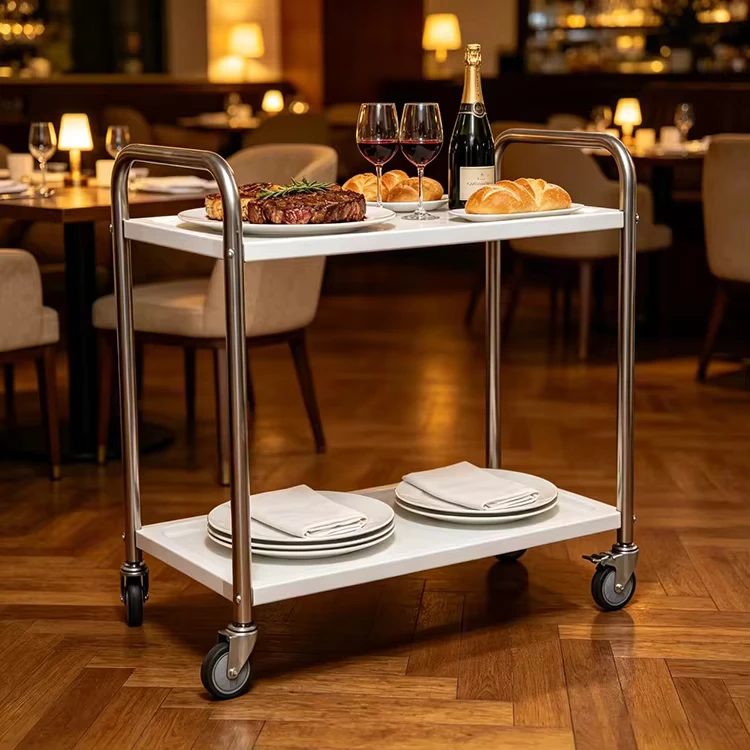 Stainless Steel Utility Cart with Strong Load Capacity and Smooth Rolling Wheels for Hotels Restaurants Kitchen Easy Cleaning