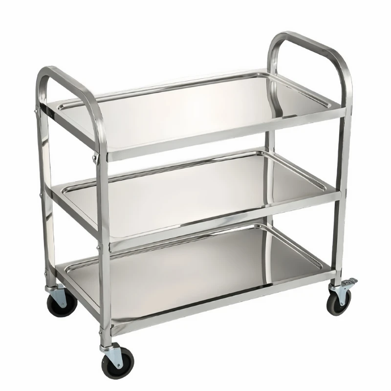 Stainless Steel Utility Cart with Strong Load Capacity and Smooth Rolling Wheels for Hotels Restaurants Kitchen Easy Cleaning