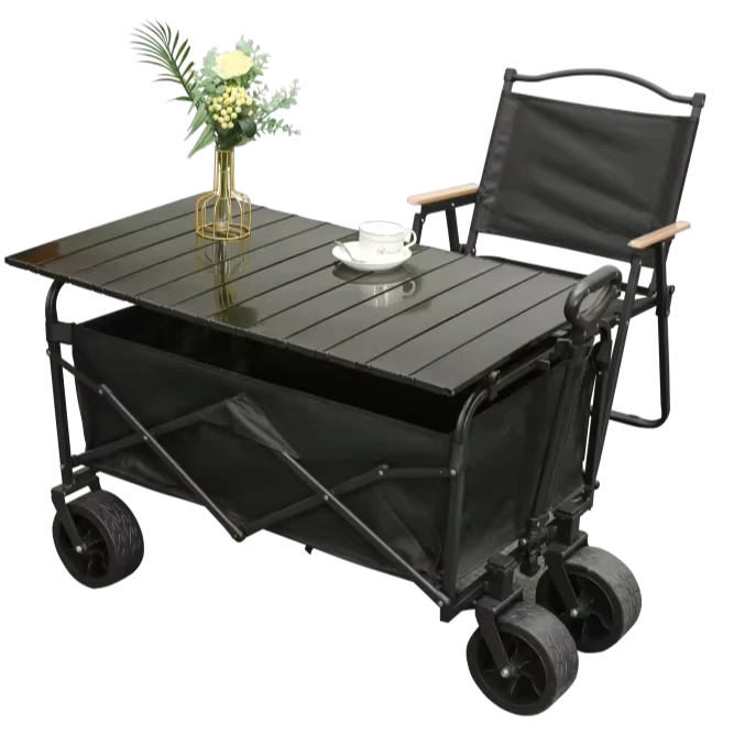 Stainless Steel Waterproof Four Wheel Portable Outdoor Flat Foldable Shopping Cart for Camping and Stall Tools