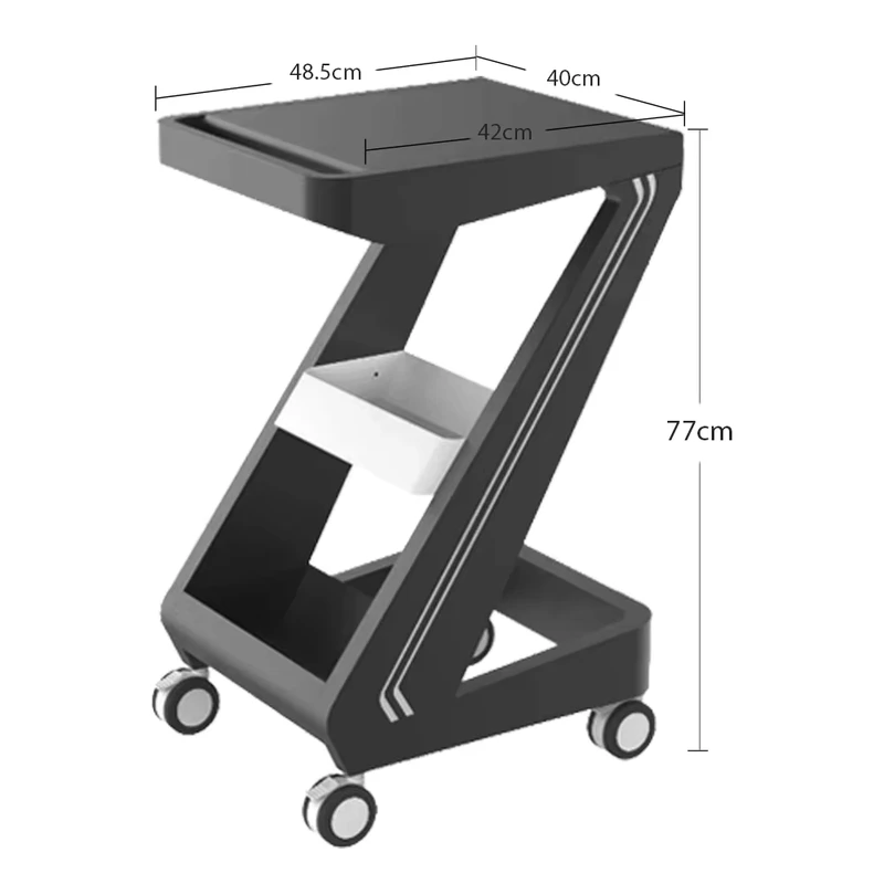Stainless Steel Z Shape Beauty Salon Trolley Cart Wheels Foldable Eco Friendly Mobile Equipment Stand Home Spa Clinic