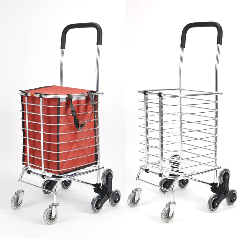 Stair Climbing Shopping Cart 30L Large Capacity Enclose Shopping Cart Handle Rolling Grocery Laundry Utility Cart