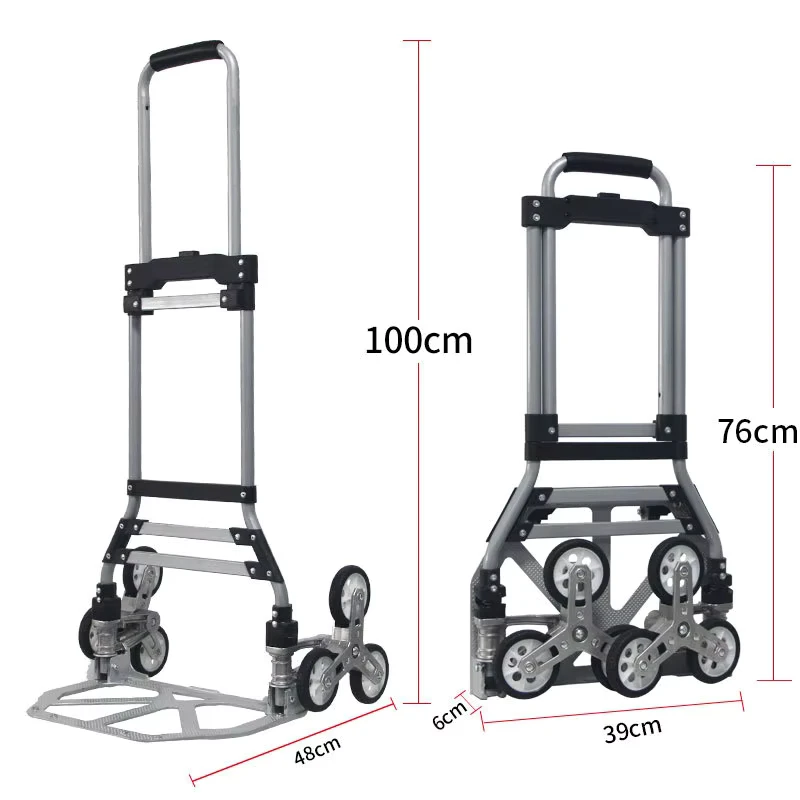 Stair climbing Delivery Cart Small Folding Trailer Household Hand Trolley Push Pull Cargo Carrier Compact Shopping Cart