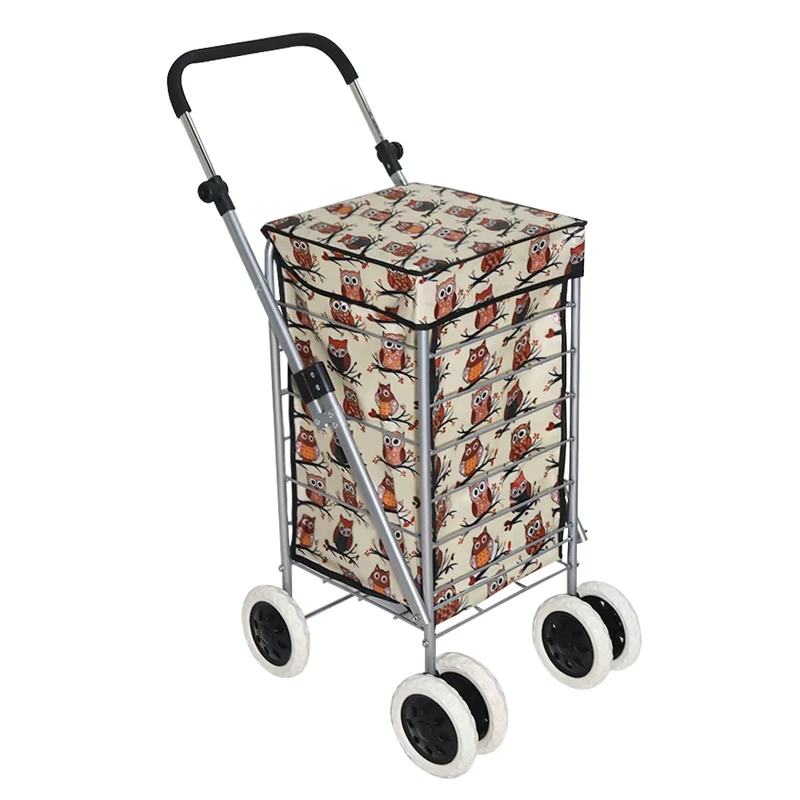 Stairs Climbing Folding Shopping Cart Anti Slip Collapsible Handcart Grocery Trolley with Swivel Wheels