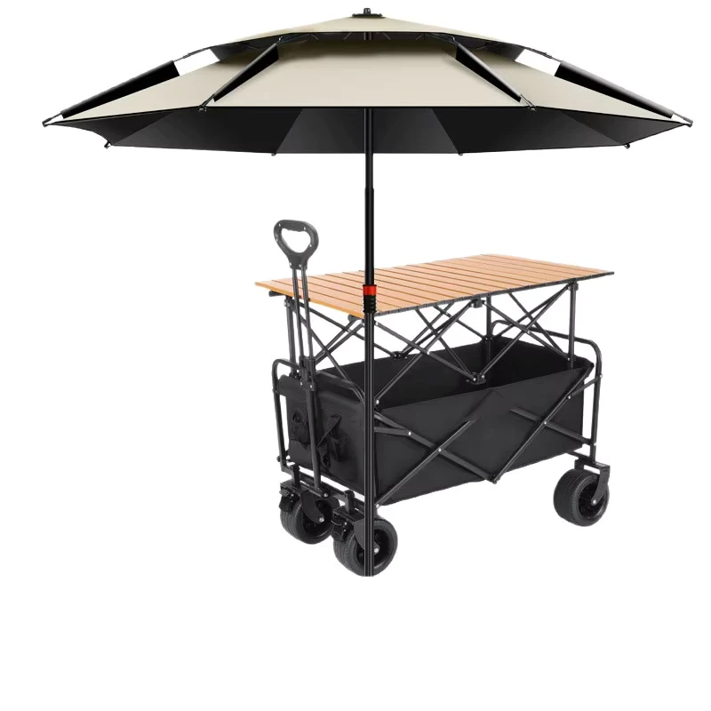 Stall Folding Table Trolley Cart Sausage Special Black Brown Beige Steel 74x60x21cm Mobile Picnic Outdoor Camping Portable