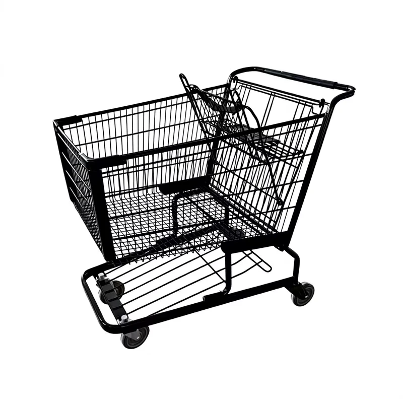 Standard Size 180L Supermarket Shopping Cart 180L Metal Grocery Cart With 4 Wheels