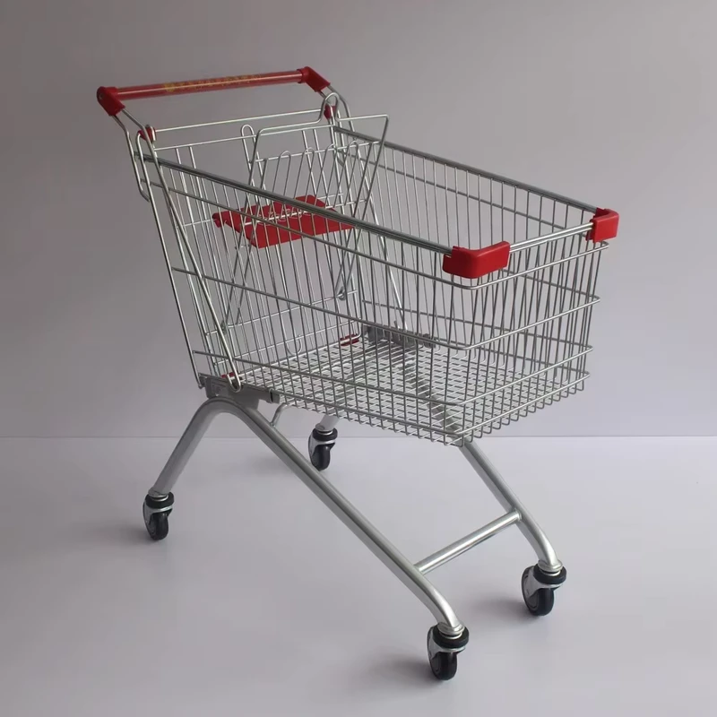 Steel 80L Wheel Supermarket Grocery Shopping Cart Trolley With 4 Wheels