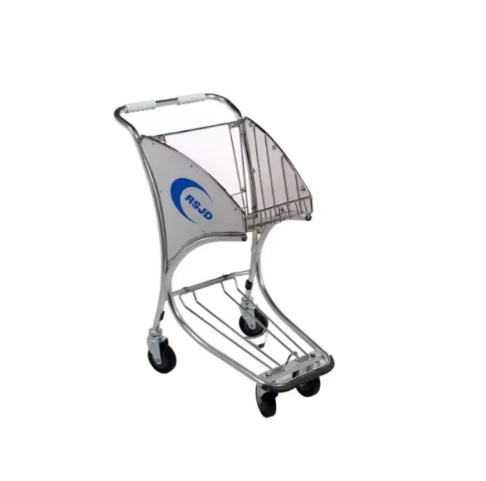 Steel Airport Aviation Shopping Push Cart Trolley With 4 Wheels