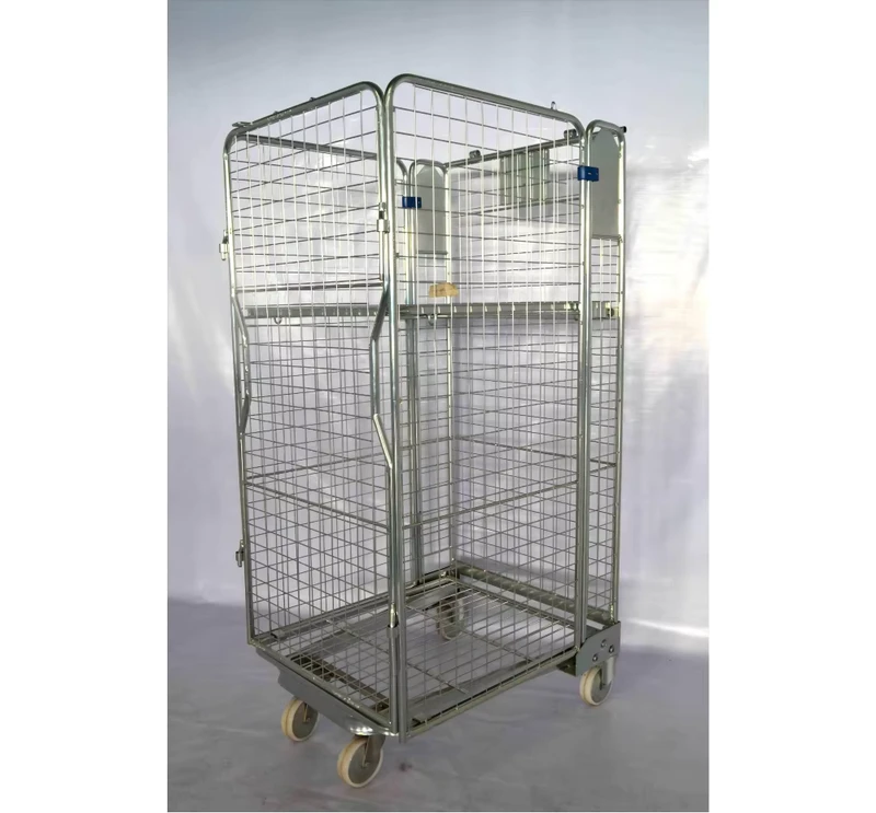 Steel Collapsible Logistics Pallet 4 Sided Storage Cage Nestable Rolling Warehouse 500kg Capacity Electro Container Roll