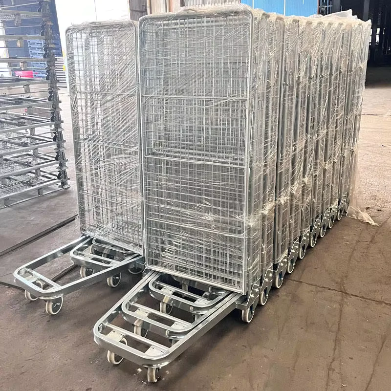 Steel Collapsible Roll Cage Trolley 500kg Load Capacity for Industrial Warehouse and Laundry Use