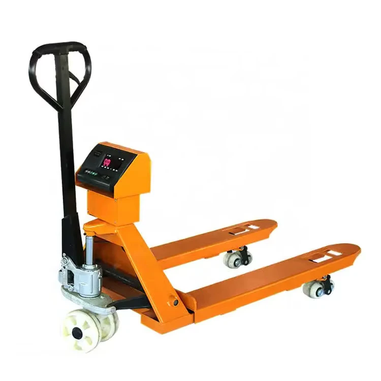 Steel Construction Manual Pallet Truck Forklift with Weight Scale for Cargo Handling