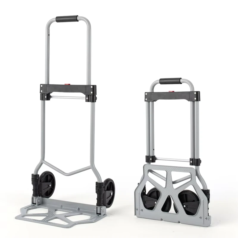 Steel Foldable Hand Pull Two Wheel Brake Airport Cart Folding Hand Truck Luggage Hand Trolley