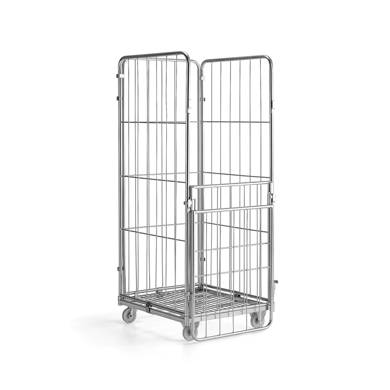 Steel Galvanization 4 Sides 4 Doors Warehouse Roll Container Cage Trolleys