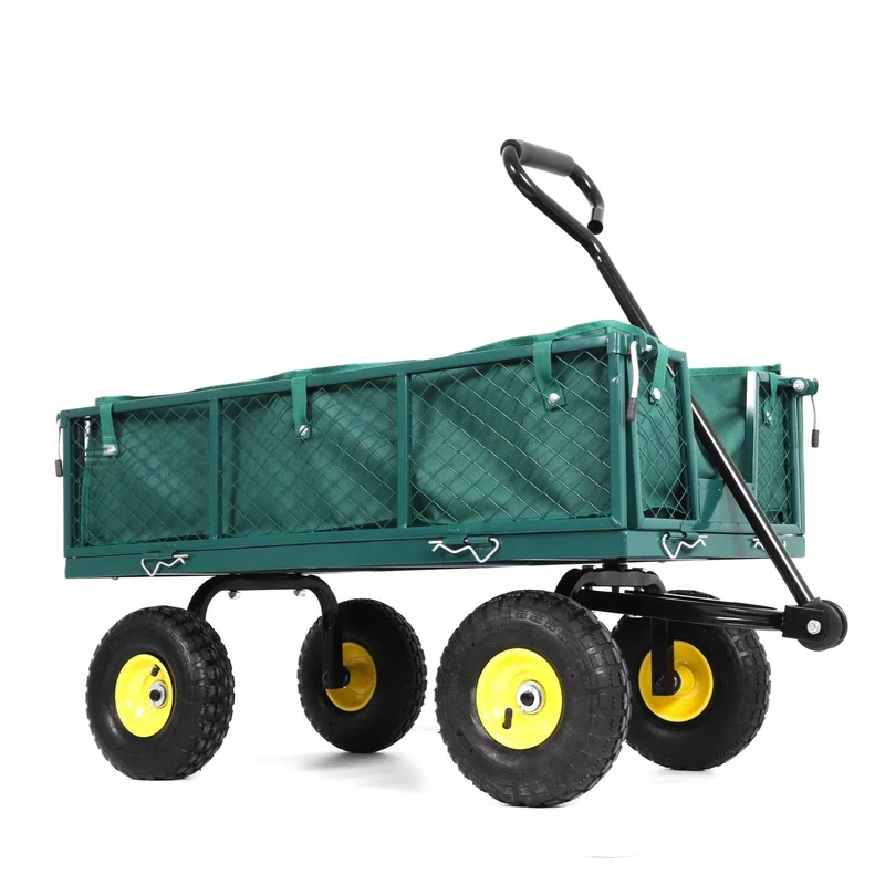 Steel Garden Cart with Rotating Handle and Removable Sides Utility Heavy Duty Garden Carts and Wagons