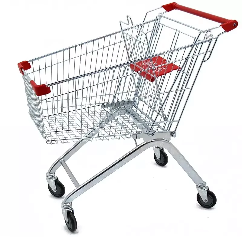 Steel Grocery Supermarket Shopping Trolley Cart With Customer Logo