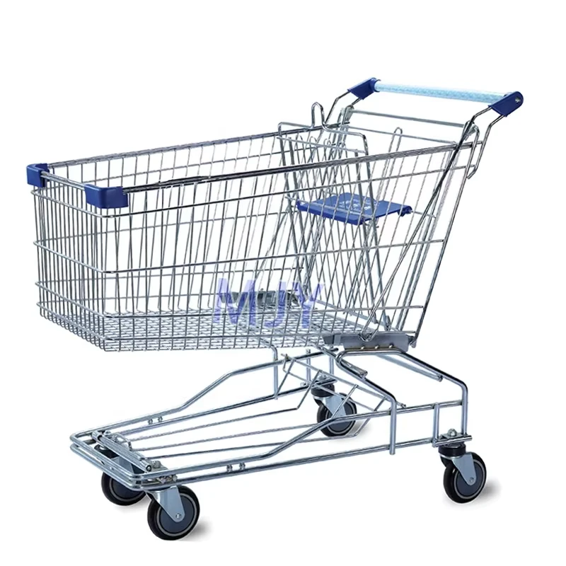 Steel Grocery Supermarket Shopping Trolley Cart with Customer Logo