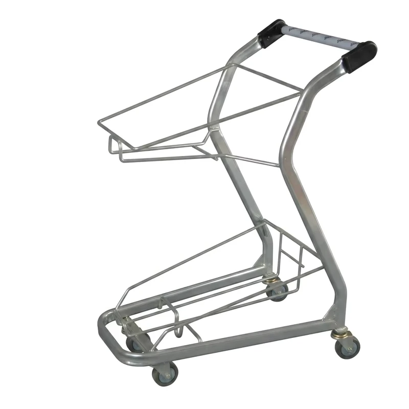 Steel Hand Cart with Wire Basket Mesh Structure Shopping Trolley Zinc Plated 3 Inch Wheels Corrosion Protection SXD-7
