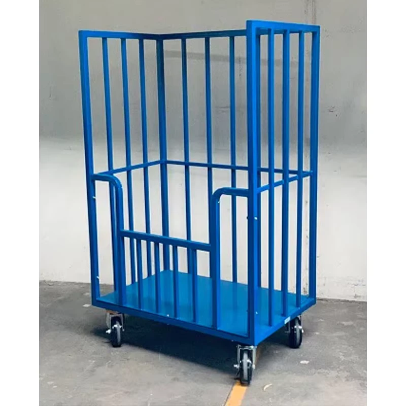 Steel Heavy-Duty Collapsible Roll Container 4-Sided Metal Roll Cage Trolley Wheels Powder Coated 500kg Capacity Swivel Brake