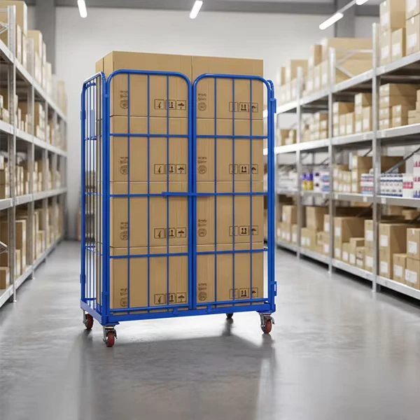 Steel Hot-Dip Galvanized Roll Cage Trolley Load Capacity 500kgs Collapsible Custom Stackable Storage