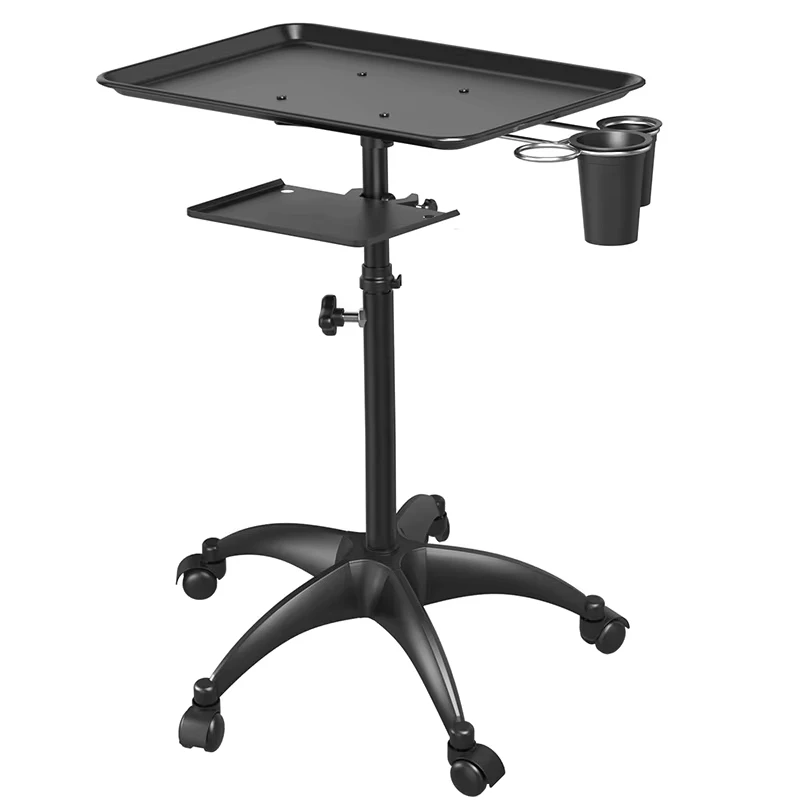 Steel Material Movable Multifunctional Adjustable Height Detachable Tool Holder Hair Rolling Beauty Spa Salon Tray Cart Trolley