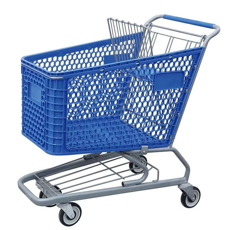 Steel Mesh Shopping Cart Rolling Trolley for Supermarket Convenience