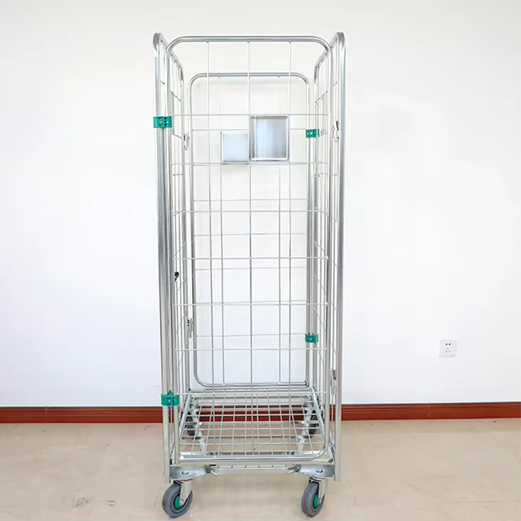 Steel Nestable Four Sides Foldable A Frame Pallet Trolley Roll Cage Container 500kg OEM for Supermarket Transportation