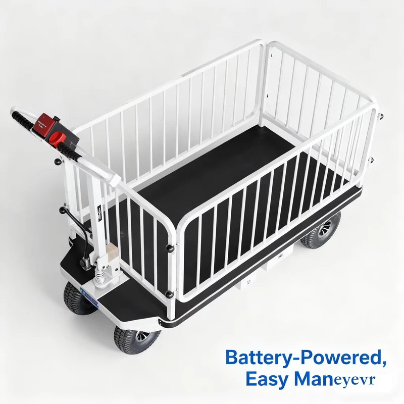 Steel Platform Foldable High Capacity Electric Loading Cart Four Wheel Hand Truck Trolley for Industrial Construction Warehouse