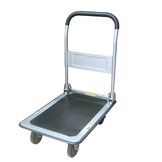 Steel Platform Hand Truck 150kg Push Trolley Folding Cart Household Transporter Four wheel Trolley Hand Hardware Tools