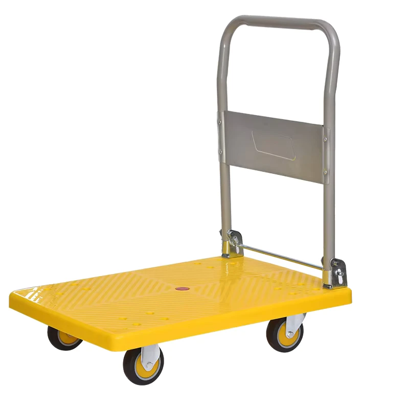 Steel Platform Hand Truck Flatbed Cart Dolly Folding Moving Push Heavy Duty Rolling Cart with 4 Wheels Foldable Platform Trolley