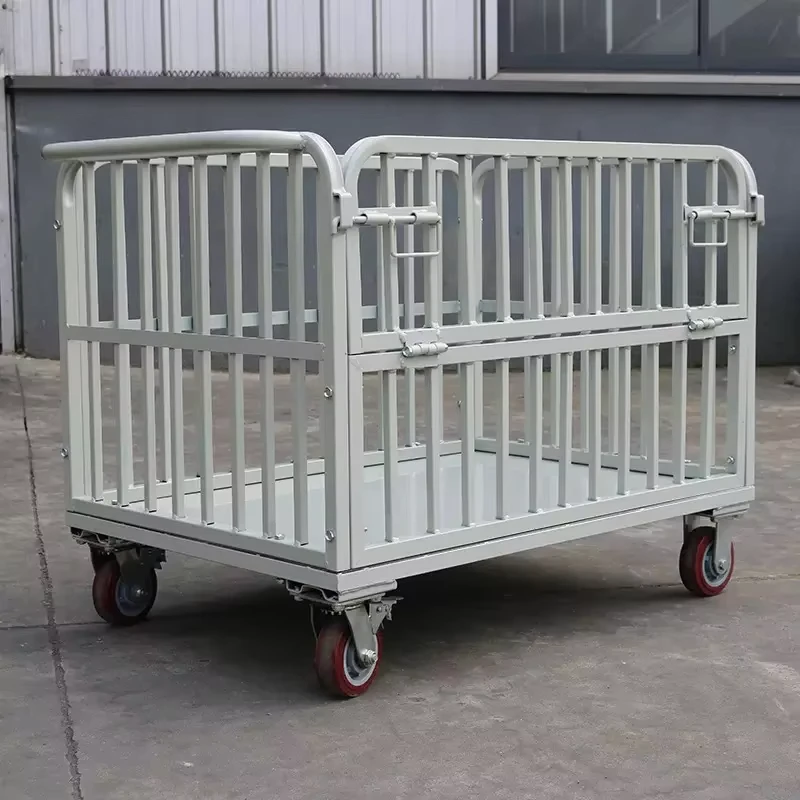 Steel Powder Coated Four Wheel Rolling Cage Security Storage Cart Roll Container Industrial Laundry Warehouse