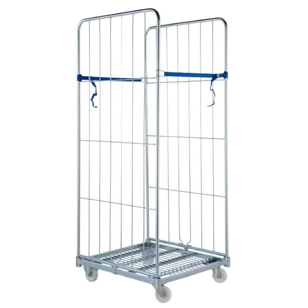 Steel Q235 Galvanized Roll Container Cage Trolley Demountable 1 Layer 500kg Capacity Lockable Weather Resistant