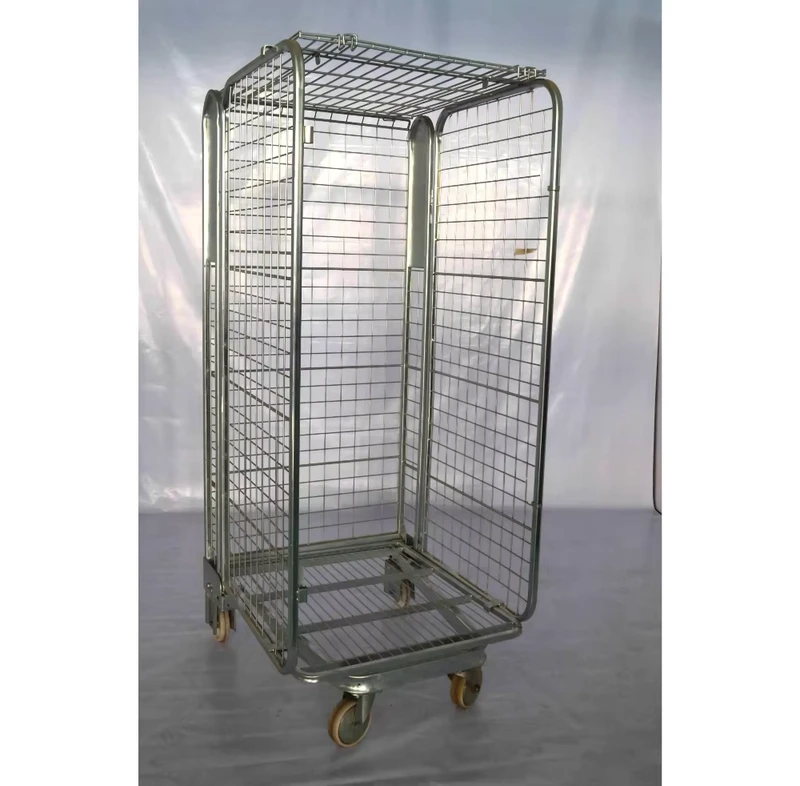 Steel Roll Cage Container Lockable Foldable Design Waterproof Stackable Powder Coated Durable 500kg Capacity Storage