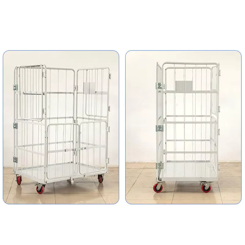 Steel Rolling Cage Trolley Collapsible Corrosion Resistant Load Capacity 500kg Stackable Storage Container Supermarket Use