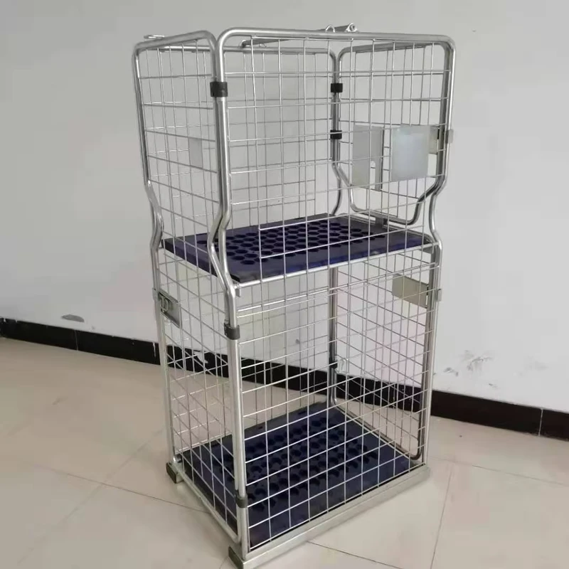 Steel Rolling Warehouse Cage Trolley Four Wheel Metal Welded Logistics Nestable Industrial Usage OEM Customized Support
