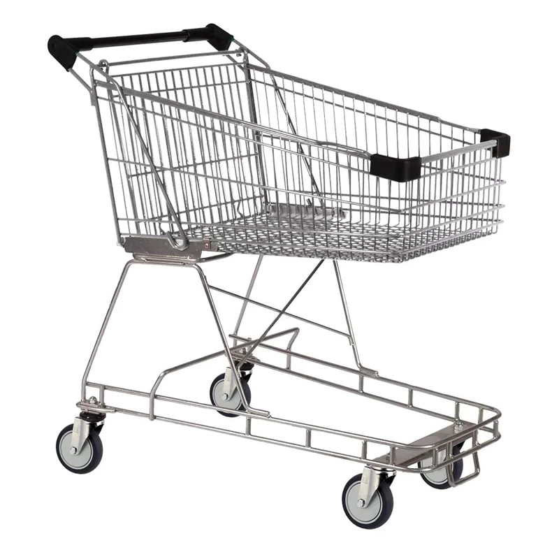Steel Shopping Cart with 4 Wheels Heavy Duty Grocery Trolley for Supermarket Use