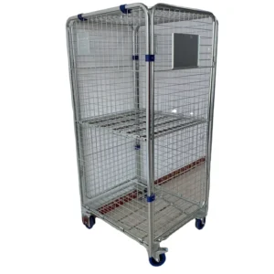 Steel Wire Mesh Zinc Galvanized Roll Container Hand Truck Trolley 500kg OEM