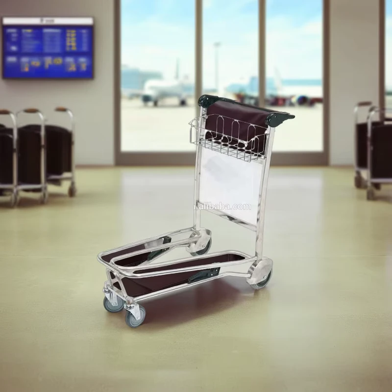 Steel and Stainless Steel Airport Stroller Trolley with Three Wheel Brake System Handle Released OEM Customizable