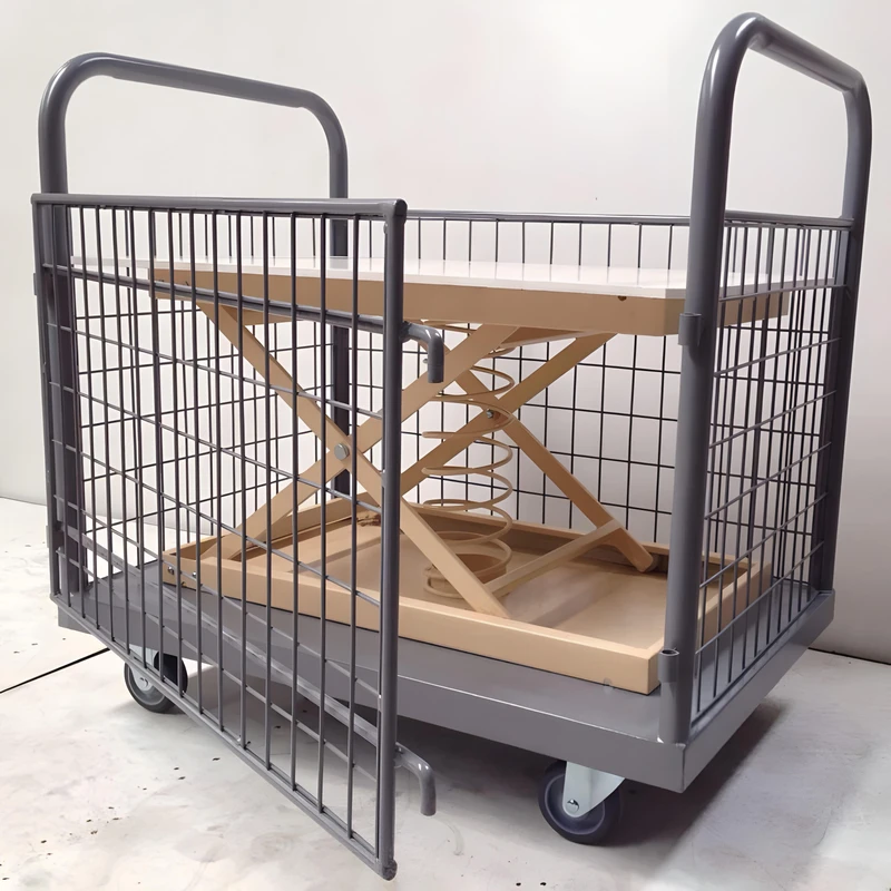 Storage Cage Trolley Four Sided Warehouse Steel Roll Container with Wheels 300kg Capacity Weather Resistant Durable