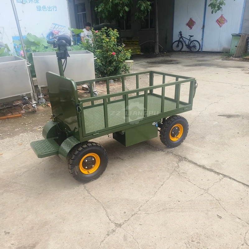 Storage Electric Platform Trolley Flatbed 4 Wheel Truck Electric Camping Trolley